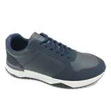 Championes deportivos casuales American Sport modelo Hans, color azul marino, con cordones y suela blanca.