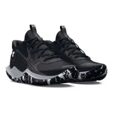 Championes de básquet Under Armour UA Jet 23, color negro con detalles dorados y suela blanca.