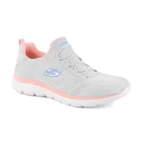 Zapatilla deportiva color gris con diseño Slip-On, parte superior de malla y plantilla de amortiguación SKECHERS Memory Foam.
