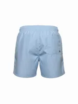 Short de baño negro liso con cintura elástica ajustable con cordón.