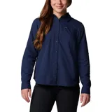 Camisa negra de manga larga para mujer, marca Columbia, modelo Silver Ridge 3.0. Confeccionada con tejido de secado rápido y protección solar UPF 50.