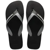 Ojotas Havaianas Dual negras con tiras grises y logo de la marca en blanco.