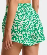 Short de playa de chiffon con estampado de algas, cintura elástica y lazo.