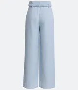 Pantalón de vestir celeste con textura tweed, de corte recto y cintura alta.