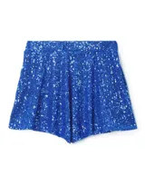 Short de lentejuelas rojas con elástico en la cintura.