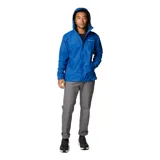 Campera impermeable Columbia Watertight II para hombre, color negro, con capucha ajustable, costuras selladas, bolsillos con cremallera y forro de malla transpirable.