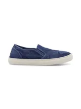 Zapatillas slip-on azules de algodón orgánico con suela de caucho natural.