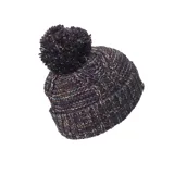 Gorro de lana Rip Curl modelo Flecker Pom-Pom, color negro con detalles multicolores y pompón en la parte superior.