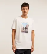 Remera blanca de algodón con estampa del álbum Wish You Were Here de Pink Floyd.