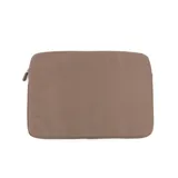 Funda para notebook color marrón topo, con cierre superior y bolsillo externo con cierre. Tiene el logo 'XL' estampado en la parte frontal.