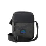 Morral bandolera Rip Curl, modelo No Idea Pouch Search, con estampado de camuflaje de montaña en tonos verde y negro. Tiene correa ajustable, cierre superior y logo de la marca bordado en el frente.