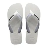 Sandalias Havaianas Dual de goma color blanco con tiras grises y logo de la marca en las tiras.