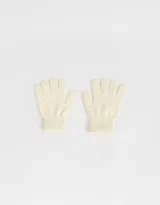 Par de guantes tejidos color crema.