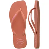Ojotas Havaianas Slim Square Logo Pop color fucsia, con logo en las tiras.