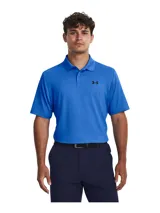 Remera polo Under Armour Matchplay para hombre, color gris jaspeado con logo negro en el pecho.