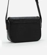 Cartera mediana transversal de PU con estampa crocco y cierre por locker metalizado.