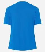 Blusa básica de manga corta y escote redondo, color blanco, confeccionada en tejido de viscosa y elastano.