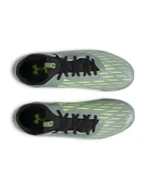 Championes de fútbol Under Armour Magnetico Select 4 FG, color verde con detalles en amarillo y negro. Diseño con cordones y tapones para césped natural.