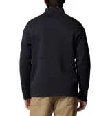 Campera polar Columbia azul jaspeado con cierre frontal completo, cuello alto y logo bordado en el pecho.