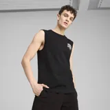 Musculosa negra de algodón con logo Puma Sports Club estampado en blanco en el pecho.