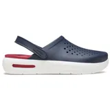 Zuecos Crocs LiteRide Clog color gris claro con suela blanca y orificios de ventilación.