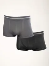 Pack de 2 boxers de microfibra sin costura, en color gris, con una raya en el puño.