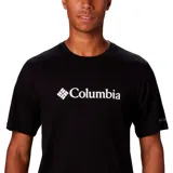 Remera de hombre Columbia de manga corta, color negro, con logo de la marca estampado en el pecho y en la manga.