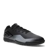 Championes de fútbol Umbro modelo Vibe TF, color negro con detalles gráficos en gris. Diseñados para césped sintético, cuentan con una suela de goma con múltiples tapones pequeños para mayor tracción y estabilidad.