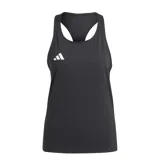 Musculosa deportiva negra de Adidas, con logo blanco en el pecho y espalda estilo nadador. Confeccionada con tecnología Aeroready.