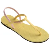 Ojotas Havaianas You Paraty FC color beige con tira trasera rosa.