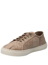 Zapatillas acordonadas color ocre, hechas en España con algodón orgánico.