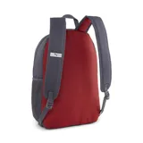 Mochila colorblock con diseño en gris y burdeos, cuenta con un compartimento principal y un bolsillo frontal.