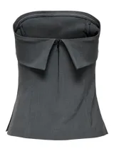 Top bandeau color gris oscuro, sin tirantes y con cierre de cremallera.