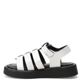 Sandalias franciscanas color rosa viejo, con tiras anchas cruzadas y suela de goma negra.