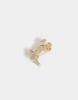 Pin dorado con forma de bota de cowboy con flores y espuela con strass.
