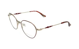 Armazones de gafas de metal color rojo, con diseño elegante y montura ligera.