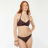 Braguita de bikini reversible con estampado de leopardo en tonos marrones de un lado y liso negro del otro.