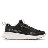 Zapatillas de senderismo impermeables Columbia Konos TRS Outdry para hombre, color verde oscuro con detalles en naranja.
