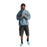 Canguro celeste con capucha, cordones ajustables y bolsillo tipo canguro. Estampado con el logo de Vans en el pecho.