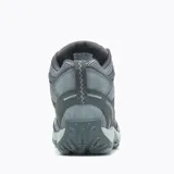 Botas de trekking impermeables de caña media, color gris con detalles en celeste. Capellada de cuero y malla, con suela de goma adherente y cordones de ajuste.