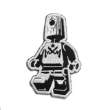 Parche termoadhesivo con forma de figura de lego en blanco y negro.