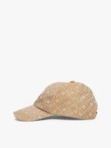 Gorra de béisbol beige con monograma TH en relieve.