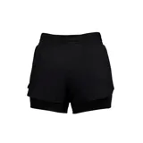 Short deportivo Nike de mujer color negro, con cintura elástica, calza interior y logo estampado en el lateral.