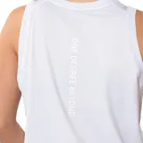 Tank top deportivo blanco, corte holgado, sin mangas y con cuello redondo. Presenta un pequeño logo de la marca 361° en el pecho.