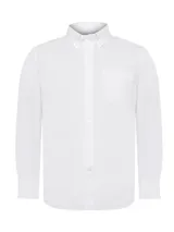 Camisa celeste de vestir, de corte regular, con cuello abotonado, bolsillo en el pecho con logo bordado y tecnología Travel 360º.