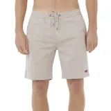 Bermuda de hombre color beige, con cintura elástica ajustable con cordón.