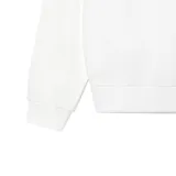 Buzo blanco de algodón con cuello redondo, puños y cintura acanalados. Estampado frontal con el logo de Lacoste y un cocodrilo vestido con ropa de ciclista andando en bicicleta.