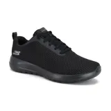 Championes Skechers Go Walk Joy negros de malla, con cordones y suela ancha.