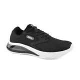 Championes deportivos Actvitta Fizzbee, color negro con suela blanca y detalles en gris.
