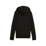 Campera con capucha Puma para mujer, color negro con logo blanco bordado en el pecho. Cuenta con cierre frontal completo, bolsillos tipo canguro, puños y borde inferior acanalados. Confeccionada con al menos 50% de materiales reciclados.
